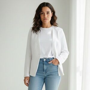 Joie White Linen Blend Collarless Blazer - Size M